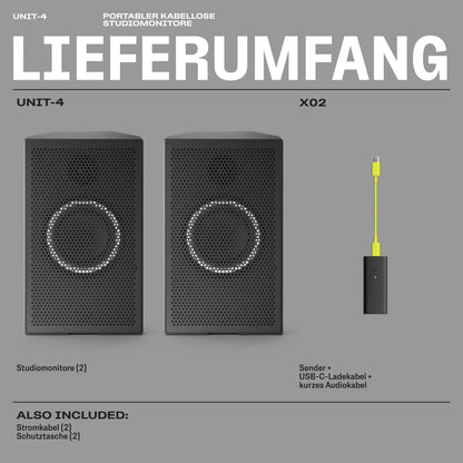 AIAIAI UNIT-4 Wireless+ Draagbare, Draadloze Studio Monitors met Referentieklasse Geluid, Ultra-lage Latentie Ongecomprimeerde Audio met +20 Uur Afspeeltijd (Paar)