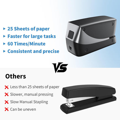 Electric Stapler, 25 Sheet, Include 2000 Staples and 1 Remover, Jam Free, Professional and Home Office Stapler,Battery not Included,AC or Battery Powered. - QUORE