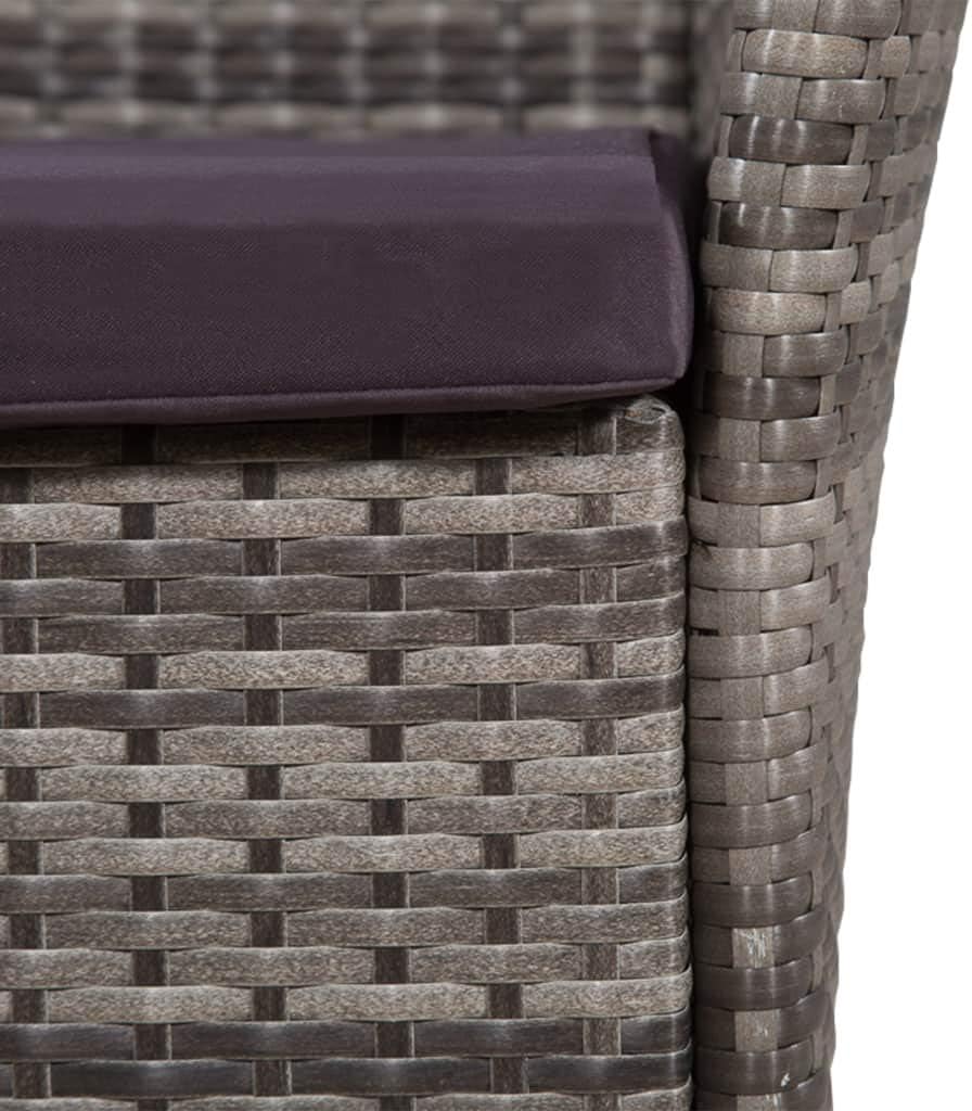 Tidyard Table and Chairs Garden Set with Chairs, Dining Set for Garden, Patio, Bistro Furniture Set, with 2 Cushions, Removable Cushions, Modern Style, Grey - QUORE