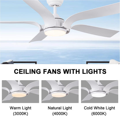 CJOY Plafondventilator met Lamp, LED Plafondventilator met Verlichting 142 cm Dimbaar, Plafondventilator Met Licht 3 Kleurtemperatuur 3000K/4000K/6500K, Zomer- en Wintermodi