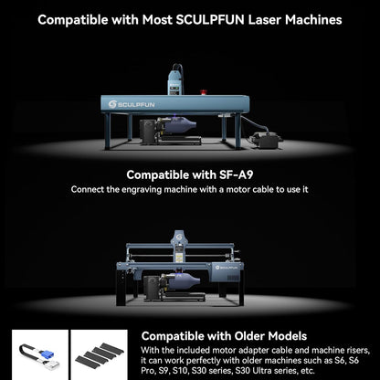 SCULPFUN RA Pro Max Rotary Roller, 4-in-1 roterende Chuck voor lasergraveermachine, Y-as rotatiemodule, met 180° instelbare hoek, voor het graveren van cilindrische, onregelmatige ronde objecten