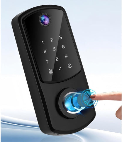 Smart Vingerafdruk WiFi Deurslot met Camera Capture en Unlock, Keyless Entry Deurslot met Deurbel Functie