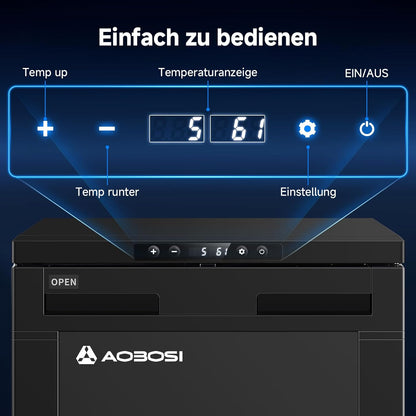 AAOBOSI 83L Compressorkoelkast, APP-Gestuurde Camperkoelkast, 12/24V DC, LED-Verlichte Voertuigkoeler, Bereikt -20 °C, Geschikt Voor Auto's, Vrachtwagens, Boten, Campers, Kamperen en Reizen