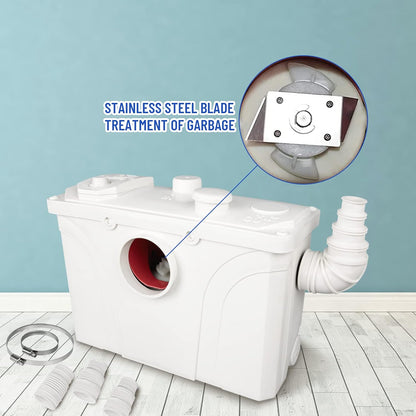 Sanitaire hakselaar, 700 W, afvalwaterpomp, 190 l/min, verticaal, 7 m, met 4 waterinlaten, geschikt voor toiletpompen, douches, badkuipen, wastafels