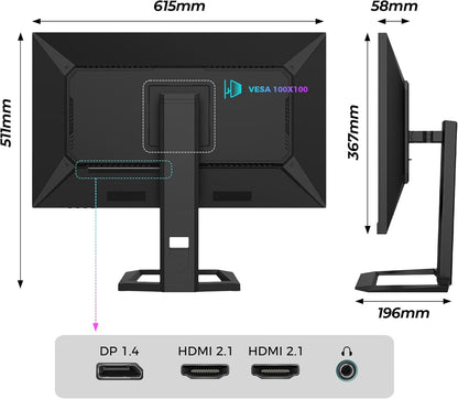 LC-Power Monitor Gaming 27 Pollici, Dual Mode UHD 4K (3840×2160) 160Hz | FHD 320Hz, 1ms OD, Rapid IPS, 130% sRGB, AdaptiveSync, HDR400, HDMI 2.1, DP 1.4, VESA, M27UFD