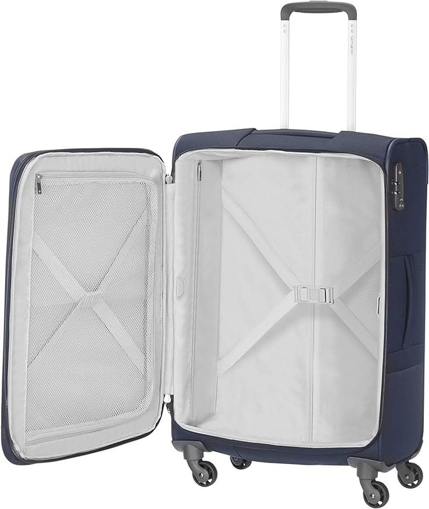 Samsonite Base Boost - Zachte bagagekoffer van 78 cm groot, trolleykoffer met 4 wielen, TSA-slot, licht en uitbreidbaar, 105 l, Blauw (Navy Blue)