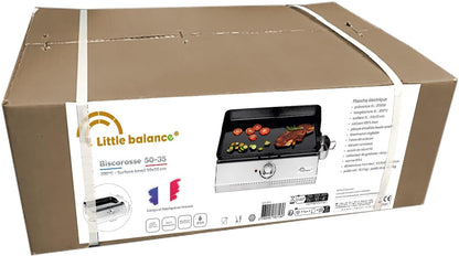 LITTLE BALANCE 8713 Biscarosse 50-35, elektrische grillplaat, geëmailleerd gietijzer, XL, 2150 W, 100% Franse productie, roestvrij staal