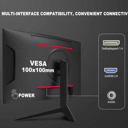 LC-Power Gaming Monitor 27 inch gebogen 165Hz FHD VA-paneel, 1ms reactie, 1500R, contrast 3000:1, 103,7% sRGB, HDR, AMD FreeSync, HDMI2.0/DP1.4, VESA 100x100