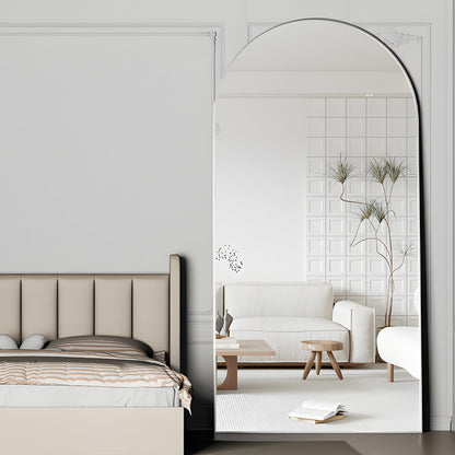 CASSILANDO Spiegel in volledige lengte, 193 x 86 cm, staande staande staande spiegel, zilverkleurig, om op te hangen of tegen de muur te zetten, voor garderobe, slaapkamer, woonkamer (zilver)