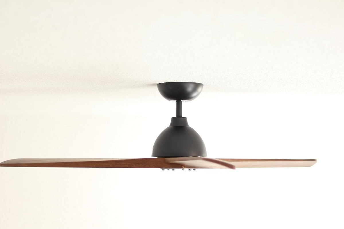 Pepeo Lypsi plafondventilator met afstandsbediening | Zeer stille plafondventilator met achteruitloop en timerfunctie. Ventilator diameter 142 cm. Kleur: zwart/donker hout