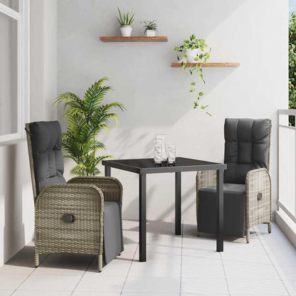 vidaXL Set of 2 Adjustable Outdoor Sunbeds | Grey Poly Rattan, Ergonomic and Weatherproof - Perfect for your Garden, Patio or Balcony. Durable Steel Frame and Removable Cushion Covers. - QUORE