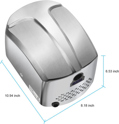 QL Elektrische Handdroger Automatische 1150W,Roestvrij Staal met HEPA-filter voor Badkamer, Commercieel,Zilver