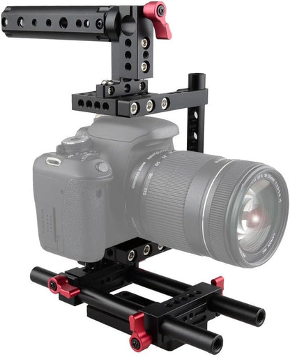 CAMVATE Camera Cage Rig Top Handvat Statief Mount Plaat voor Nikon Sony Panasonnic (rood)