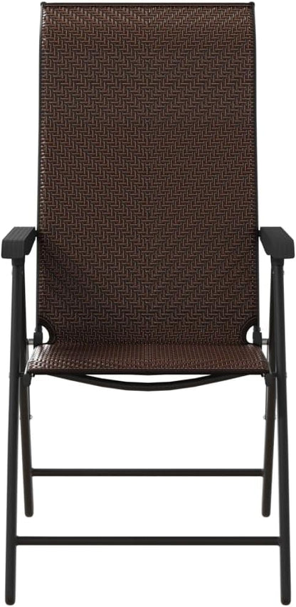 Folding Garden Chairs Set of 8 Brown Synthetic Rattan, Garden Chair, Outdoor Patio Chairs, Patio Chairs - 3270611 - QUORE