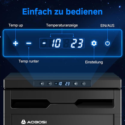 AAOBOSI 45L Compressorkoelkast, APP-Gestuurde Camperkoelkast, 12/24V DC, LED-Verlichte Voertuigkoeler, Bereikt -20 °C, Geschikt Voor Auto's, Vrachtwagens, Boten, Campers, Kamperen en Reizen