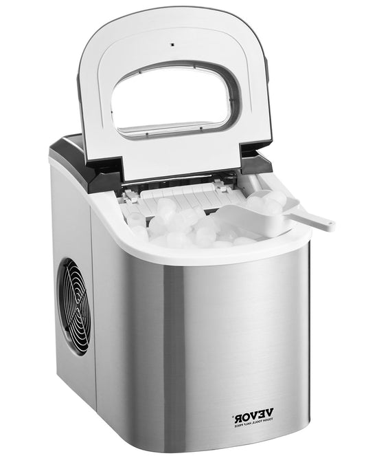 VEVOR Ice Cube Maker, 9 Ice Cubes in 6 Minutes, 15 kg in 24 Hours Portable Self Cleaning with Scoop and Ice Basket for Home, Kitchen, Office, Bar - QUORE