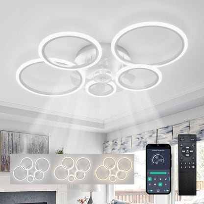 Plafondventilatoren Met Verlichting met Afstandsbediening, LED Ring Ventilator Lamp Plafond, Dimbaar, DC Motor, Omkeerbare 6 Snelheden, Ceiling Fan with Light voor Slaapkamer, Keuken