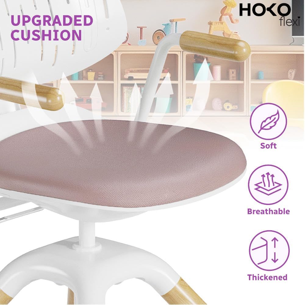 HOKO Ergonomische kinderbureaustoel – in hoogte verstelbaar met ademende rugleuning, 360 graden draaibaar, ideaal voor huiswerk en leren (Laura)