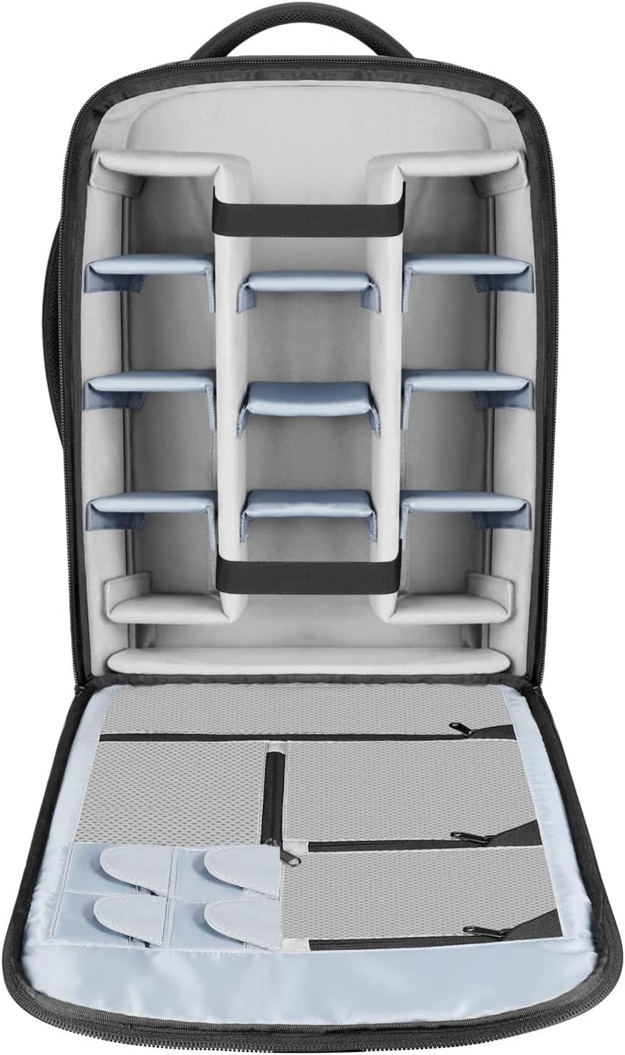 2-In-1 Camerarugzak met Wielen – Rolkoffer – Cameratas – Camera Trolley – Fototas – Zwart/Grijs – 11 Verstelbare Vakken – Laptopvak Tot 16 Inch