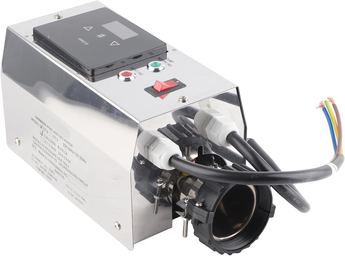 2KW Zwembadverwarmer Digitale Thermostaat voor Zwembad SPA, Roestvrij Staal, Eenvoudige Installatie, 2255 ℃ (Amerikaanse stijl)