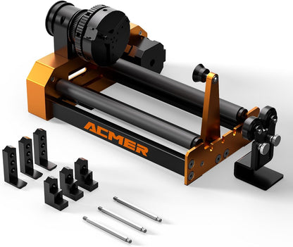 ACMER M4 laser roterende rollaser roterende roller lasergravure Y-as roterende rol 360° met 3-150 mm graveerruimte voor cilindrische objecten en ringen geschikt voor hv en de meeste