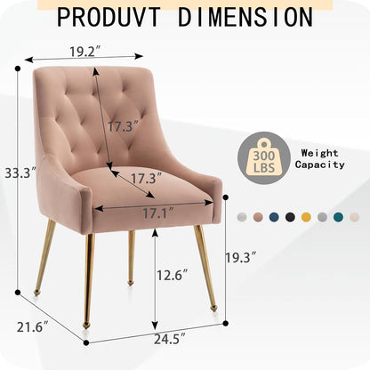 Eetkamerstoelen (set van 2), moderne eetkamerstoelen met gouden poten, cosmetica-stoelen, woonkamerfauteuils voor bureau, slaapkamer en keuken