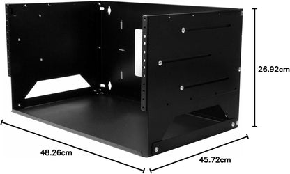 StarTech.com 2 Post 4U Open Frame Wandmonteerbare Server rack met Ingebouwd Schap, Verstelbare Diepte, Compacte Netwerk Rack voor Data/AV/Electronica/Computer Apparatuur, TAA Compliant (WALLSHELF4U)