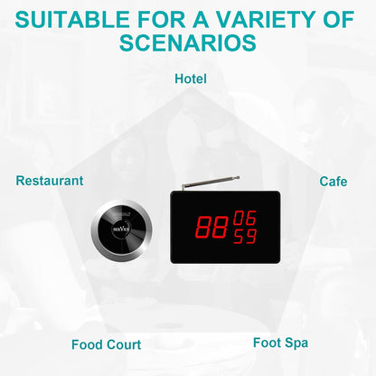 SINGCALL Draadloos Oproepsysteem Service Semafoonsysteem voor Restaurants/Hotels/Verpleeghuizen/Ziekenhuizen 1 Display-ontvanger 10 Draadloze Oproep Semafoon