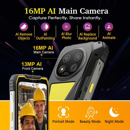 Blackview ROCK 2 PRO 5G Onbreekbare mobiele telefoon, Android 16, campinglamp 400 Im, 32 GB + 256 GB AI telefoon, 6,67 inch FHD+120 Hz, 15000 mAh, smartphone, onbreekbaar, 16 MP + 13 MP, IP69K/WiFi 5