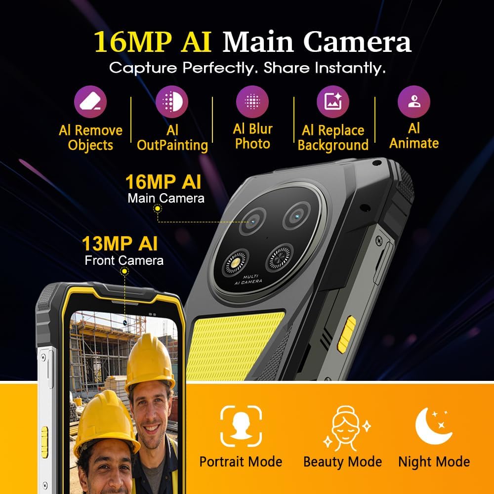 Blackview ROCK 2 PRO 5G mobiele telefoon, onbreekbaar, Android 16, campinglamp 400 Im, 32 GB + 256 GB AI telefoon, 6,67 inch FHD+120 Hz, 15000 mAh, smartphone, onbreekbaar, 16 MP + 13 MP, IP69K/WiFi 5