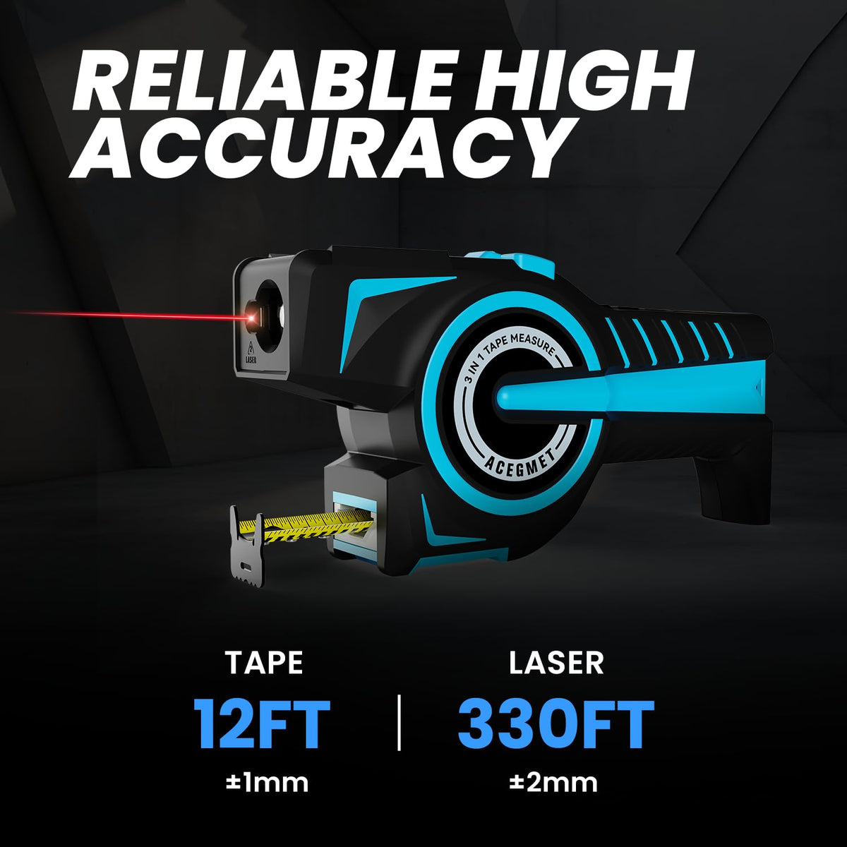 DTX10 3-in-1 digitale meetlint, 100 m oplaadbare lasermeetlint met automatische vergrendeling, directe digitale uitlezing, verlengde laserlijn en incrementele meting, vervangbaar meetlint
