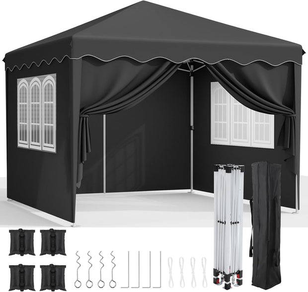 Paviljoen - Tuinpaviljoen - Partytent - Tuintent - Pop-up Kliksysteem - Stabiel - Opvouwbaar - Waterdicht - Winterbestendig -  50+UV-Bescherming - voor Tuin - Buiten - Achtertuin - 420D Oxford - Metalen Frame - 3 x 3 m - Zwart