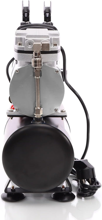 Wiltec airbrush zuigercompressor AF189 airbrushcompressor met 1 cilinder en luchttank voor werking tot 6 bar met manometer