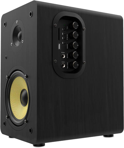 WIIBO - Neo 100 V2 - Draagbare Bluetooth-luidspreker in vintage-stijl, intelligente hifi-luidspreker, rek-luidspreker, vermogen 100 W, 250 mm x 180 mm x 300 mm, zwart en geel