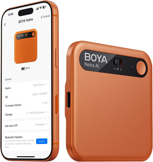 Digitaal dicteerapparaat met AI-samenvatting – dictafoon – voicerecorder – audiorecorder – opnameapparaat – AI-transcriptie in 145 talen – 64 GB geheugen en 3 opnamemodi