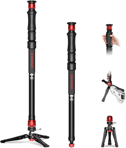 IFOOTAGE Cobra 3 Strike Monopod A150S-III met pedaalvergrendelingsbasis, hoogteverstelling in één stap, maximale belasting 5 kg, 150 cm