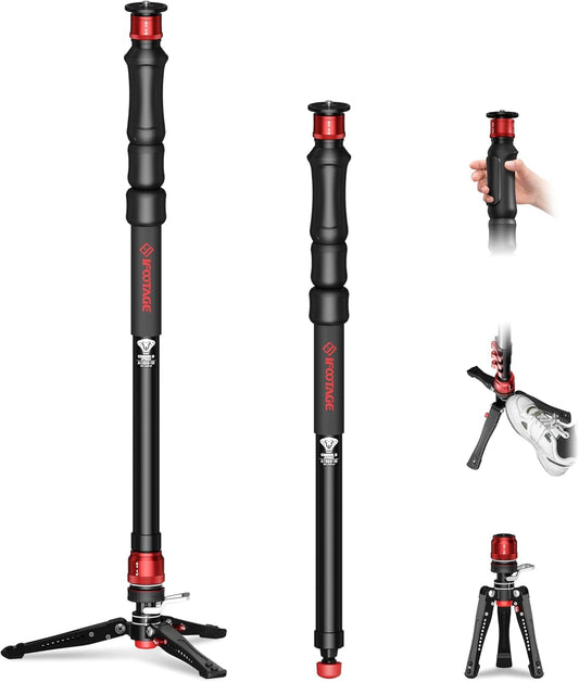 IFOOTAGE Cobra 3 Strike Monopod A150S-III met pedaalvergrendelingsbasis, hoogteverstelling in één stap, maximale belasting 5 kg, 150 cm