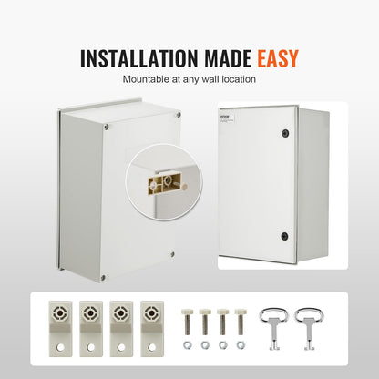 VEVOR NEMA stalen behuizing, 60 x 40 x 23 cm NEMA 4X glasvezel schakelkast, IP66 waterdicht en stofdicht, elektrische aansluitkast voor binnen en buiten, met montageplaat