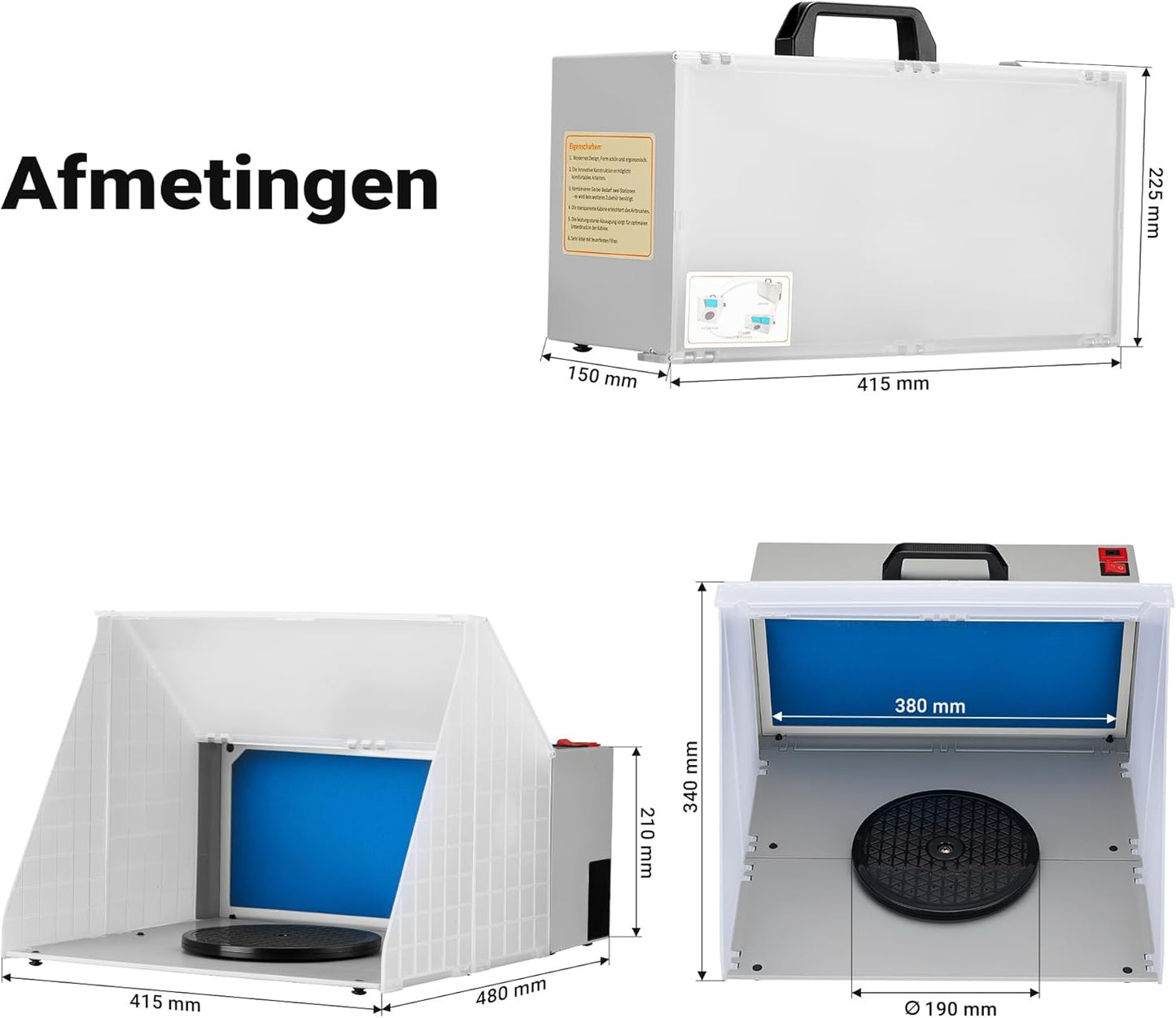 Afzuigsysteem – Afzuiginstallatie, Rookafzuiging, Soldeerafzuiging, Verfafzuiging – Voor Airbrushen En Solderen – 4 m³/min Luchtstroom – Compact En Inklapbaar