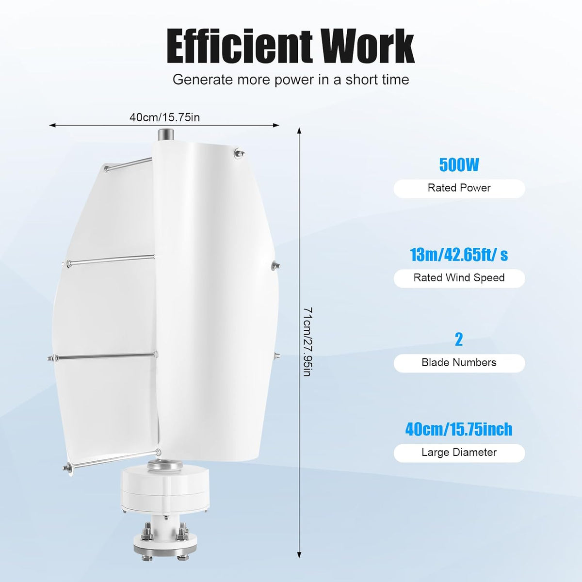 OUKANING Vertical Wind Turbine Complete Set with Control Unit Spiral Design 100W 12V 24V Wind Generator Vertical Permanent Magnet Rotor Generator (24V, White) - QUORE