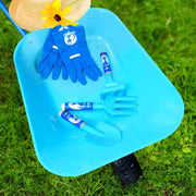 Kruiwagen - Kruiwagen voor Kinderen - 5 Stuks - Tuinset - met Schop - Hark - Vork - Kinderhandschoenen - Lichtgewicht - Gemakkelijke Assemblage - Duurzaam - Metaal - 73.6 x 35.5 x 43 cm - Blauw