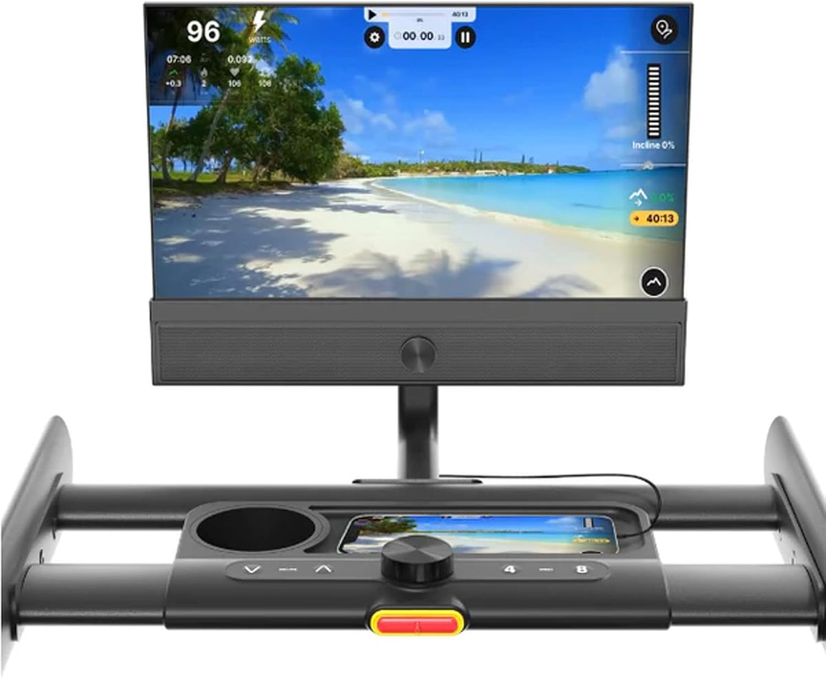 YESOUL T3 Plus Treadmill – 10% Automatic Slope, 21.5 Inch Full HD Touch Display, Swivel Screen, 6W Speaker, Brushless Motor, Foldable, Quiet, App Compatible - QUORE