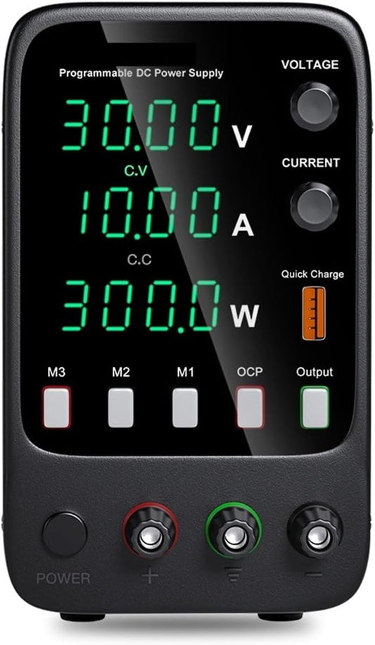 Wanptek - Voeding - Omvormer - Regelbare spanningsregelaar 30V 220V - 10A - Voor telefoonreparatie - Gereguleerde labtafel - DC-voedingen - Zwart - QUORE
