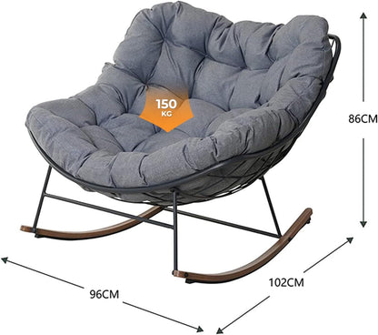 Grand patio Schommelstoel voor in de tuin, schommelstoel, relaxstoel met zachte bekleding, belastbaar tot 150 kg, voor tuin, slaapkamer, woonkamer, hoek, veranda, lichtgrijs