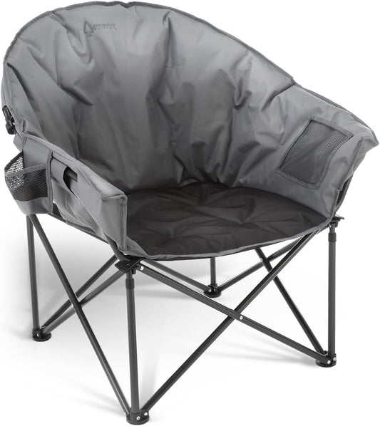 ARROWHEAD OUTDOOR Extra grote robuuste club-campingstoel met buitenvak, bekerhouder, draagbaar, gewatteerd, maan, rond, schotel, ondersteunt 150 kg, draagtas, VS-gebaseerde ondersteuning