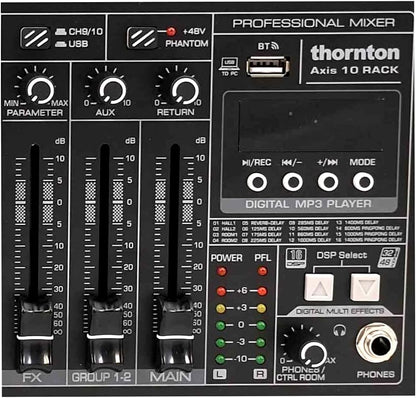 10-Kanaals Rackmixer – Mengpaneel – Mengtafel – Geluidsmixer – Audiomixer – Ingebouwde 2-Kanaals USB-Geluidskaart – Bluetooth En MP3-Speler