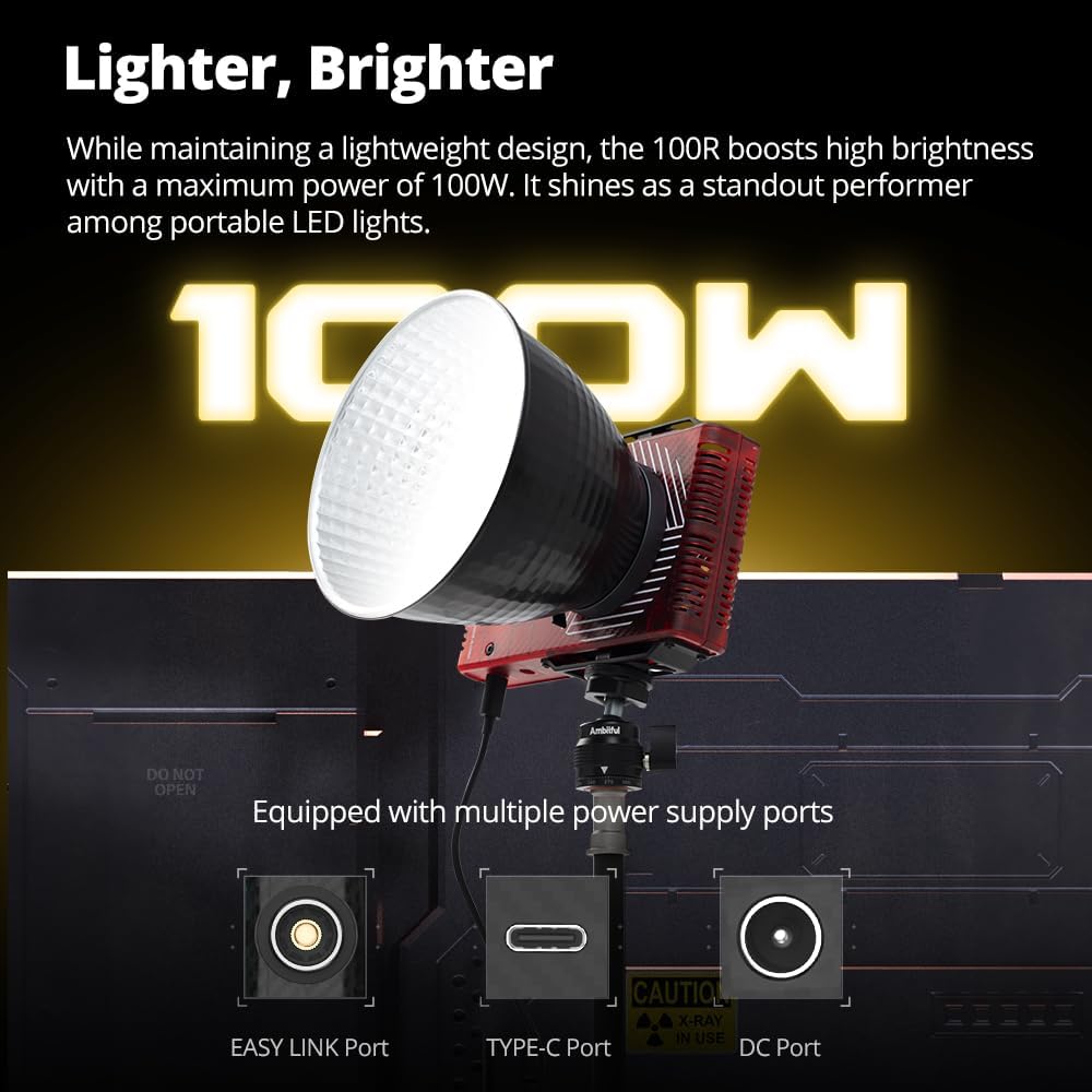 LED-Videolamp – Draagbare COB-Lamp – Fotolamp – Cameralamp – Studiolamp – 100W Compact – Tweekleurig 2700K-6500K