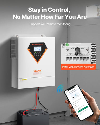 Hybride omvormer op zonne-energie – Zonne-omvormer – Omvormer-lader – All-in-One Omvormer – Off-Grid Omvormer – 3500 W Zuivere Sinus – Geïntegreerde 100 A MPPT-Zonnelader