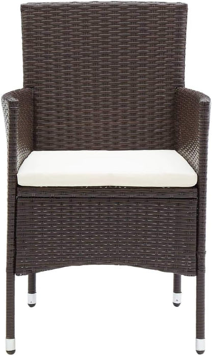 Set of 2 modern garden chairs made of rattan with removable cushions, hand-woven poly rattan and weather-resistant steel frame, ergonomic design - QUORE