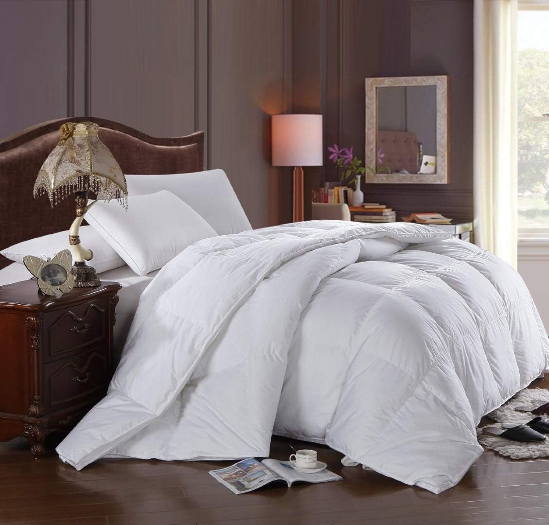 Royal Hotel's 300 draadtelling oversized kingsize ganzendons alternatief dekbed, overvol dekbed, dekbedovertrek 100% katoenen schaal - 750FP - 100 oz - effen wit, oversized koning